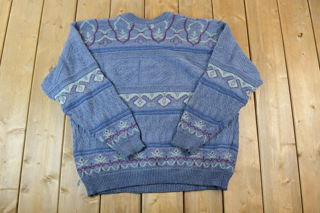 Vintage 1990s TT&Co Sport Abstract Knit Crewneck Sweater  90s Crewneck  Abstract Pattern  Preppy Knits