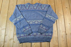 Vintage 1990s TT&Co Sport Abstract Knit Crewneck Sweater  90s Crewneck  Abstract Pattern  Preppy Knits