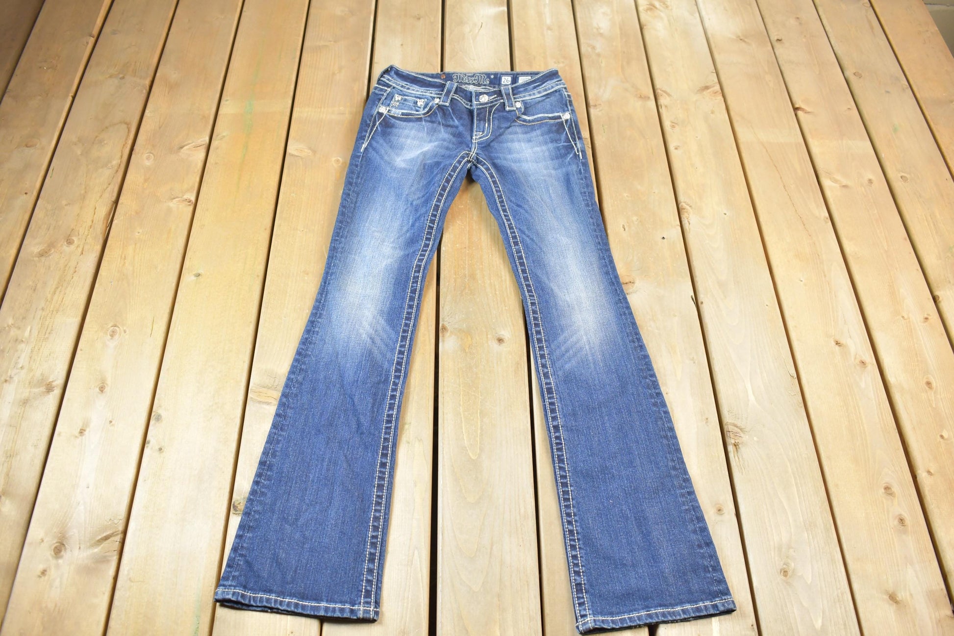 Vintage Y2K Miss Me Bedazzled Low Rise Jeans Size 26x33