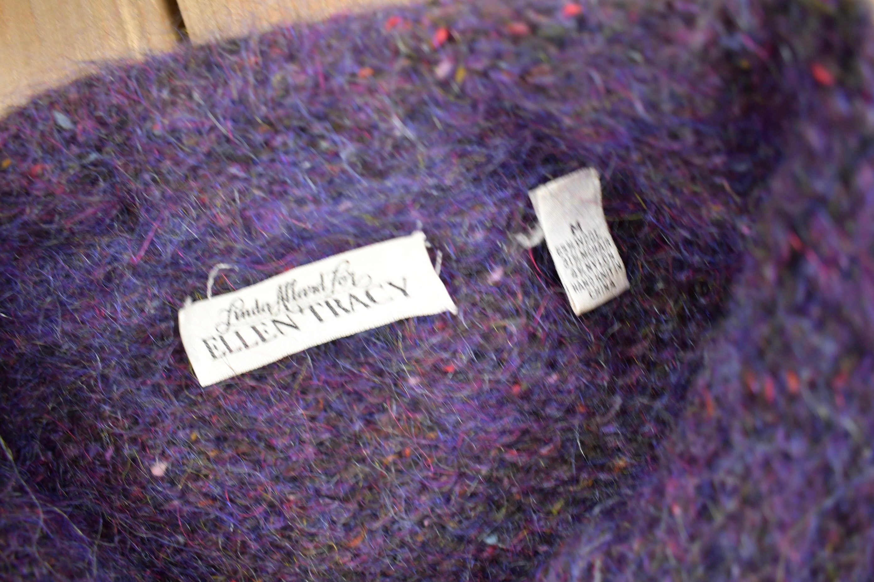 Vintage 1990s Ellen Tracy Mohair Blend Knit Cardigan Sweater  Vintage Cardigan  Purple Sweater