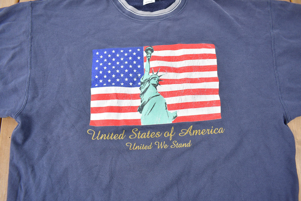 Vintage 1990s United States Of America Statue Of Liberty Graphic Crewneck Sweatshirt Size XL
