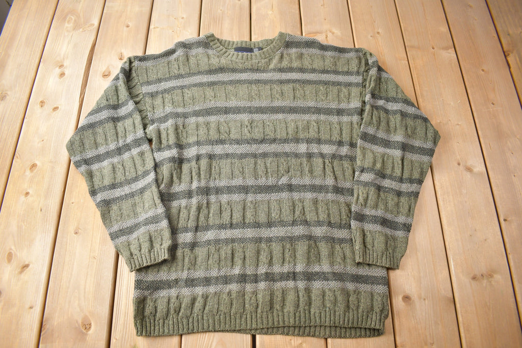 Vintage 1990s Bill Blass Knit Striped Crewneck Sweater