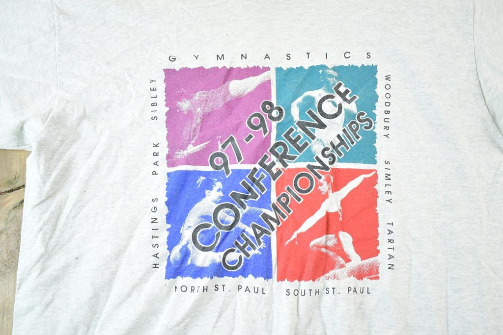 Vintage 1997 98 Conference Gymnastics Championships Souvenir T-Shirt Mens XL