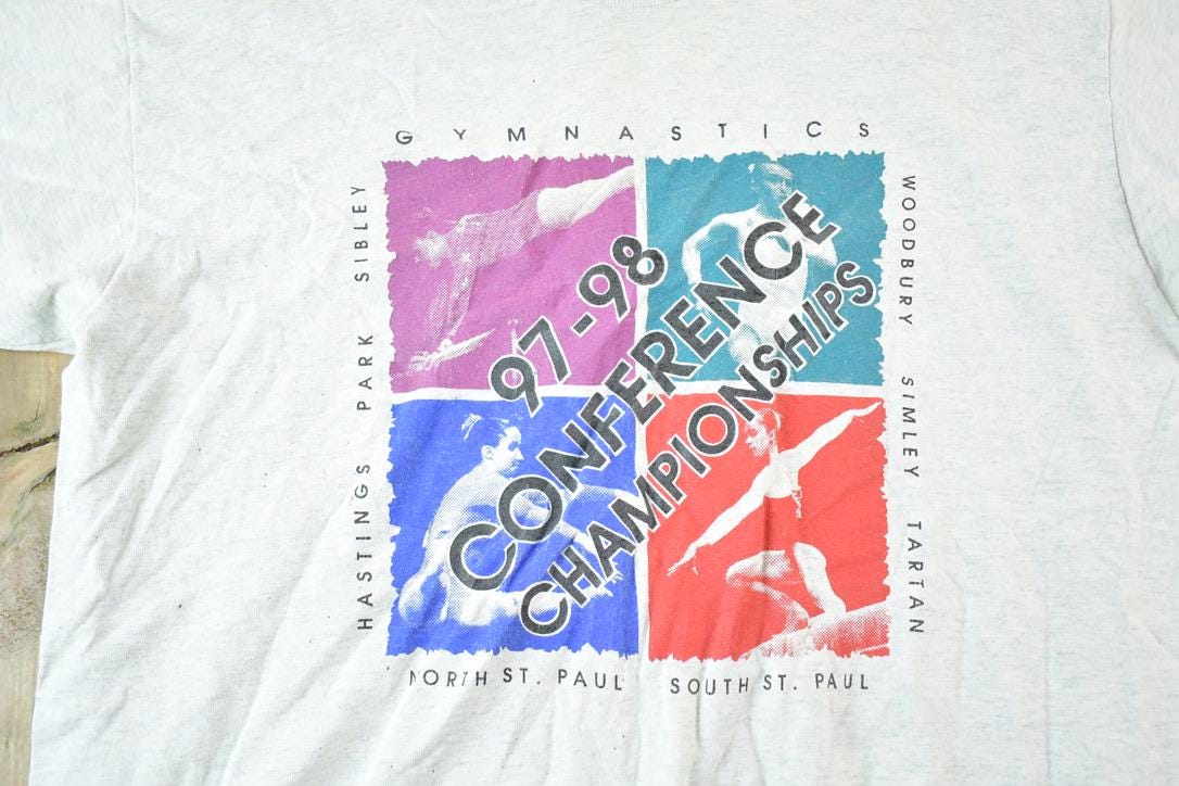 Vintage 1997 98 Conference Gymnastics Championships Souvenir T-Shirt Mens XL