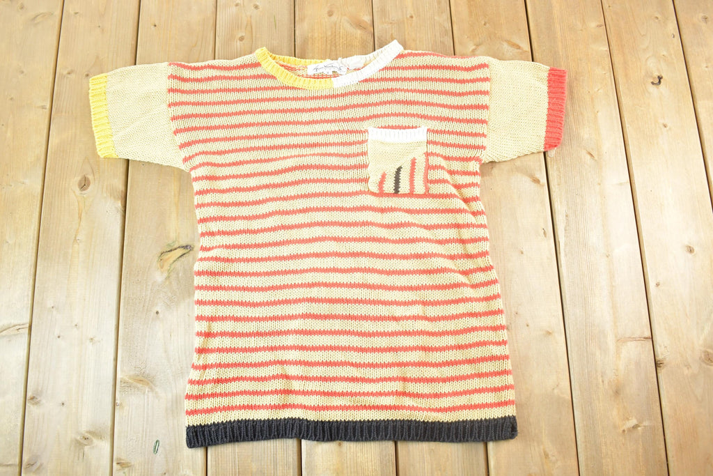 Vintage 1980s Gloria Vanderbilt Knit Colour Block Button Up Shirt Womens M