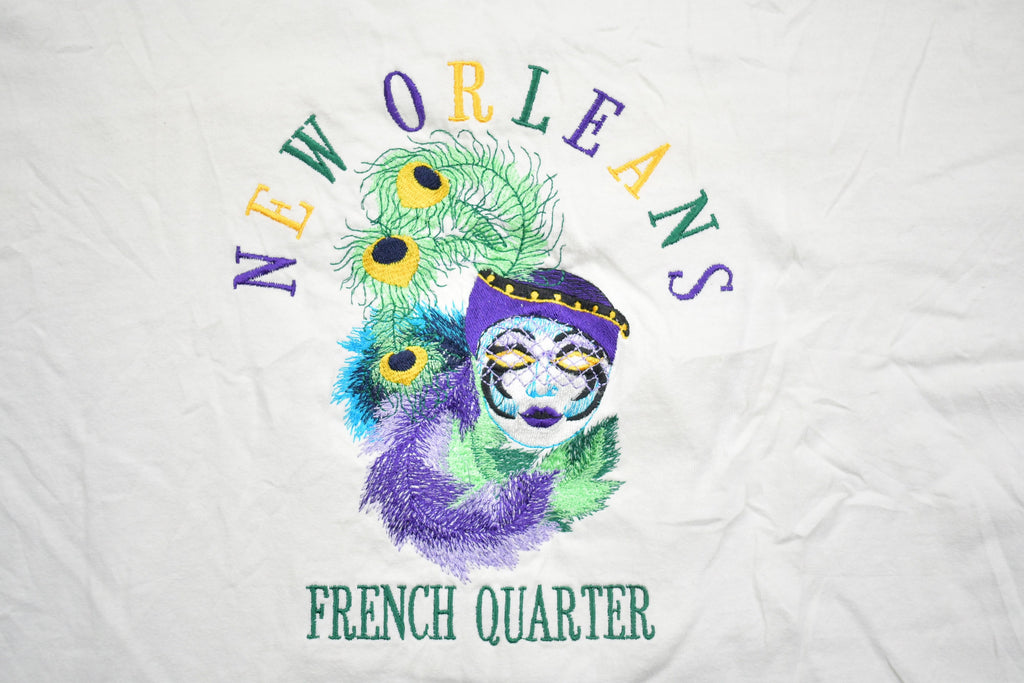 Vintage 1990s New Orleans French Quarter Embroidered Souvenir T Shirt