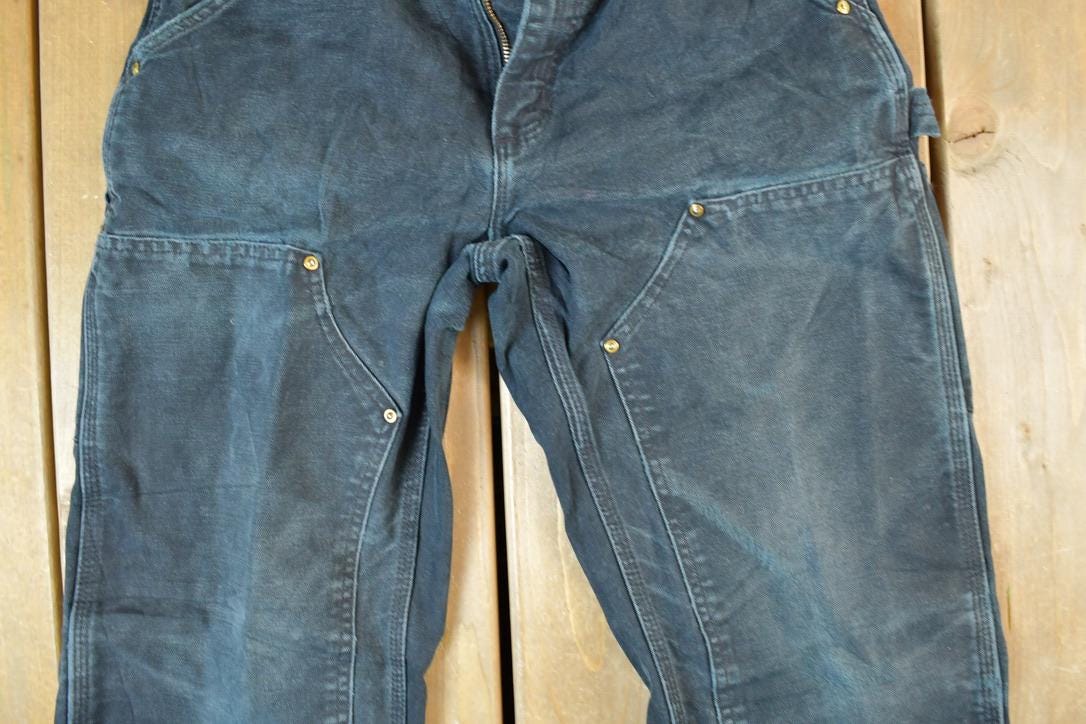 Vintage 1990s Carhartt Double Knee Denim Work Jeans Size 30 x 30 Made In USA
