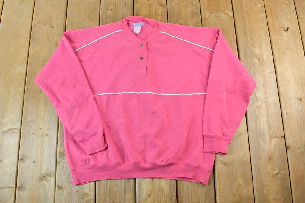 Vintage 1990s Oak Bay Quarter Button Souvenir Crewneck Sweatshirt