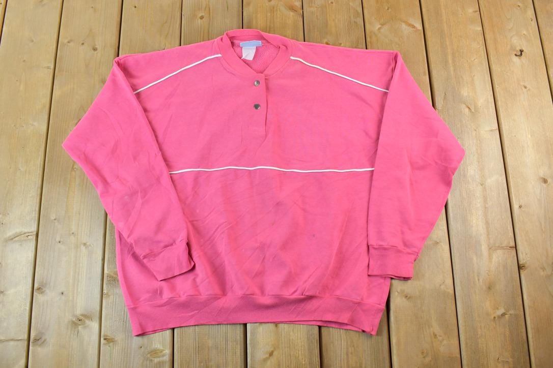 Vintage 1990s Oak Bay Quarter Button Souvenir Crewneck Sweatshirt