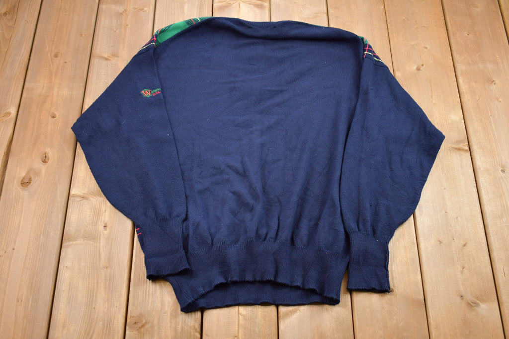 Vintage 1990s Clark & Gregory Plaid Knitted Sweater