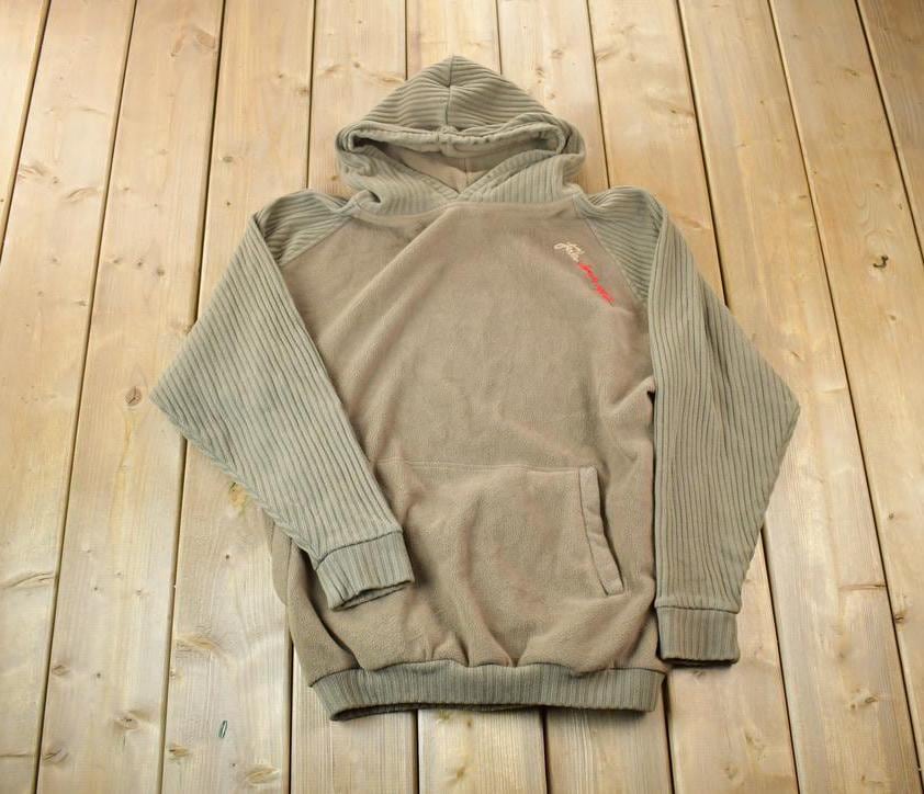 Vintage 1990s FUBU Graphic Embroidered Cable Knit Sleeve Fleece Hoodie