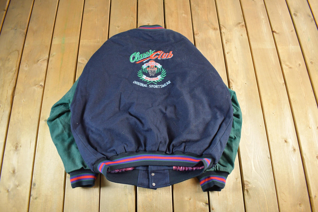 Vintage 1990s Classic Club Basketball Wool Varsity Jacket Men's Large