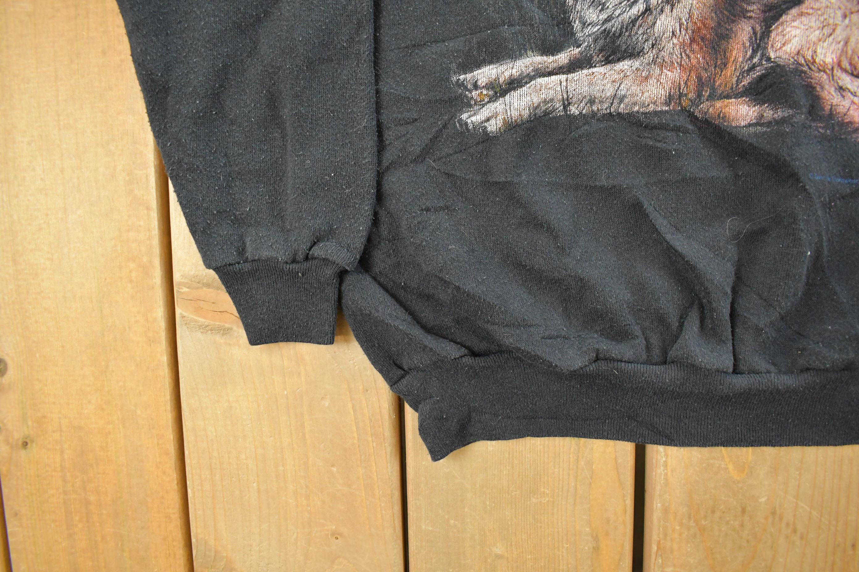 Vintage 1990s Native American Wolf Crewneck Men's Medium