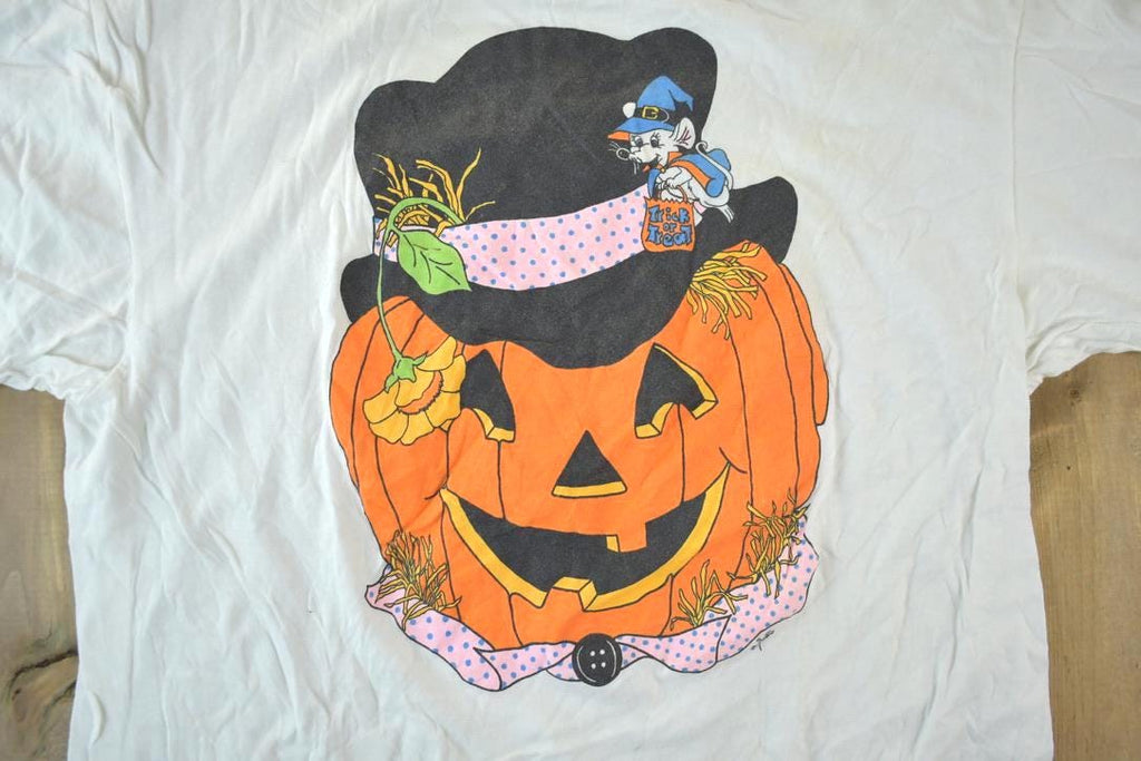 Vintage 1990s Halloween Pumpkin Graphic Print T-Shirt