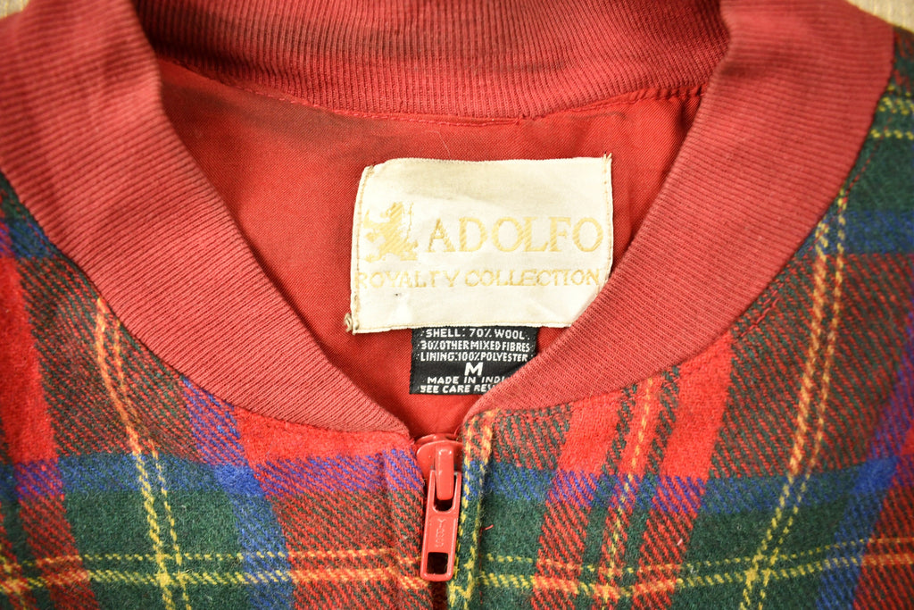 Vintage 1990s Afdolfo Wool Plaid Zip Up Sweatshirt