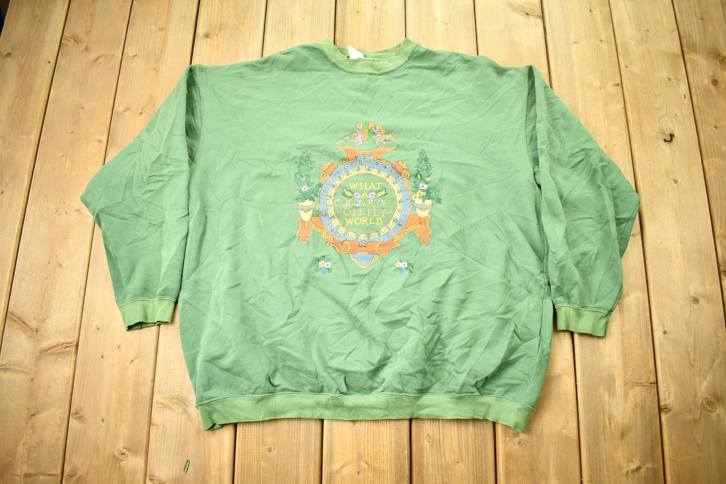 Vintage 1990s What A Colorful Oilily World Crewneck Sweatshirt