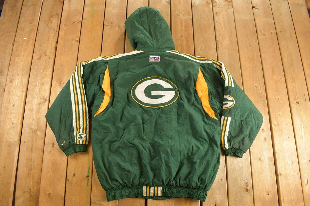 Vintage 1990s Green Bay Packers Pro Line Zip Up Puffer Jacket