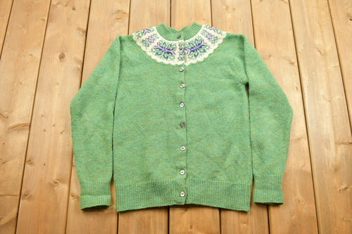 Vintage 1990s Croft Spun Shetland 100% Virgin Wool Knit Sweater / Vintage 90s Button Up Knit / Scotland / Vintage Knit / Winter Sweatshirt