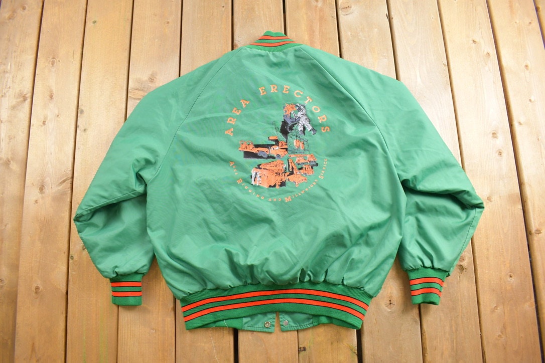 Vintage 1980s Delong Area Erectors Bomber Jacket