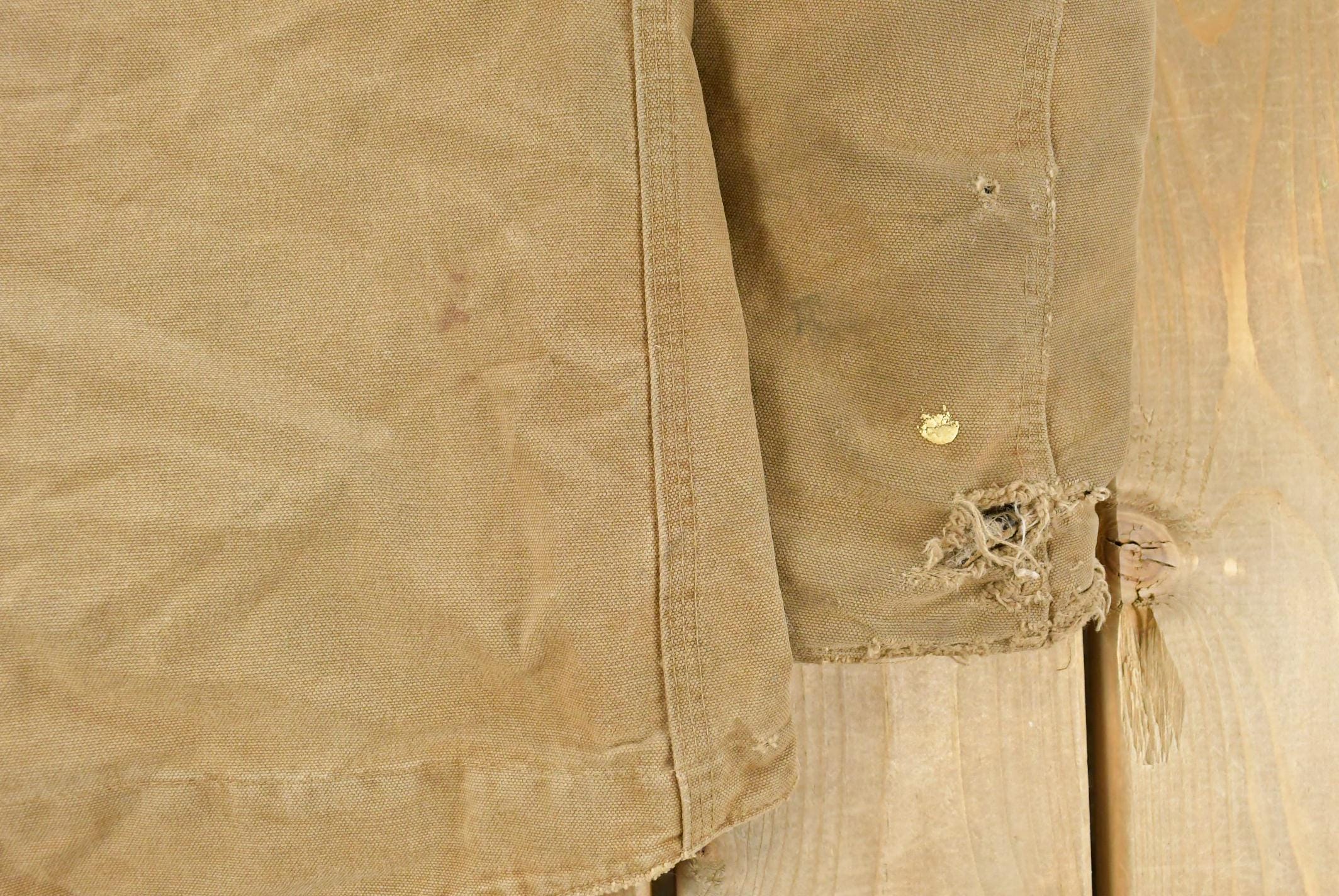 Vintage 1990s Carhartt Distressed Sherpa Lined Canvas Jacket Men's Medium