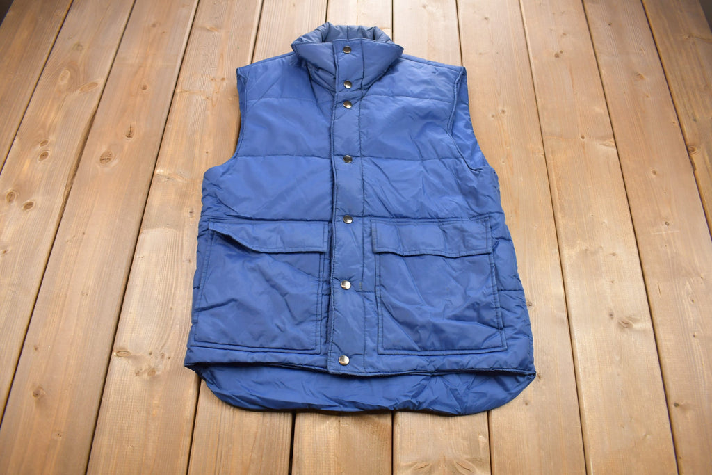 Vintage 1990s Weather Breaker Blue Button Up Puffer Vest