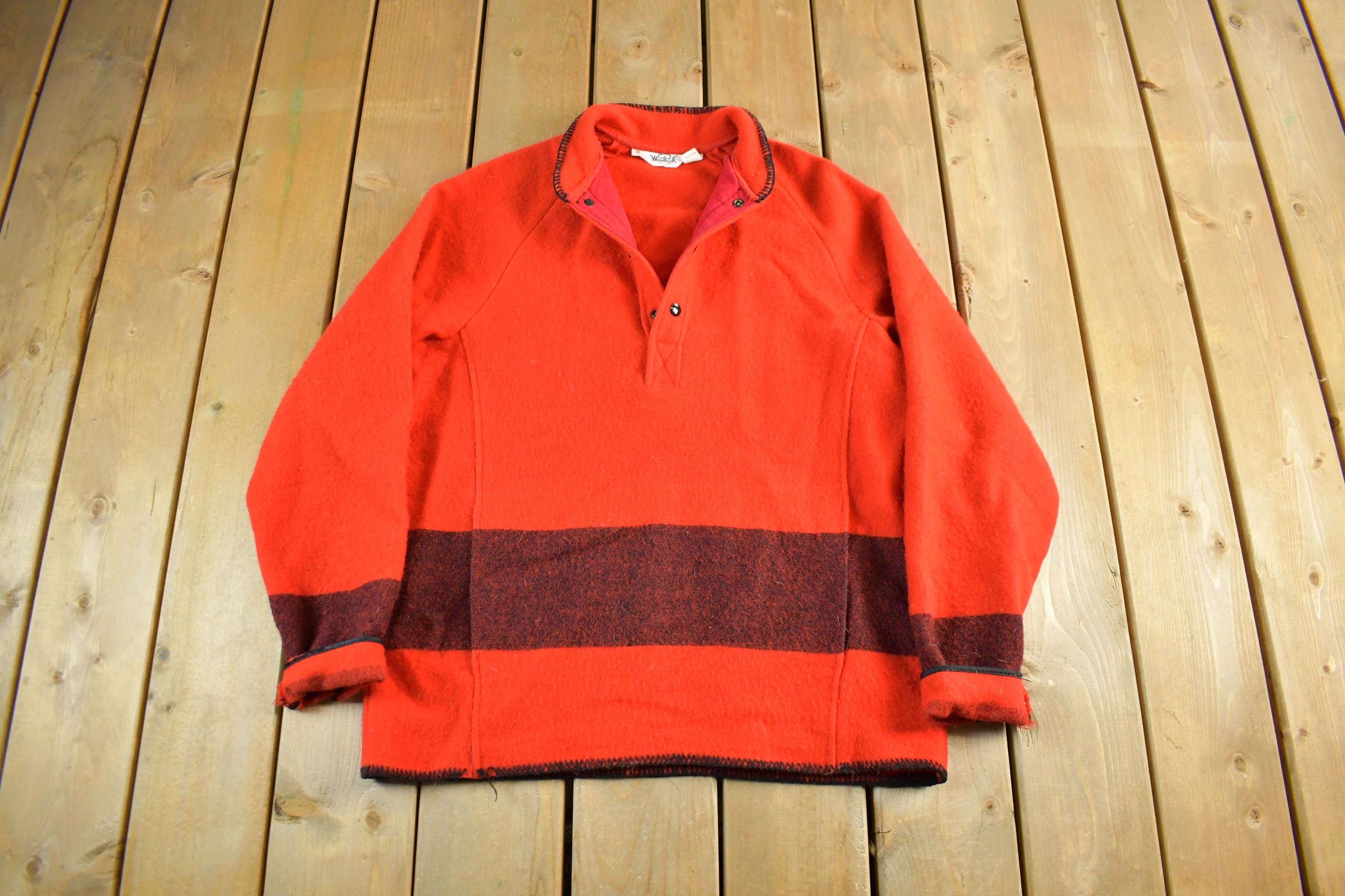 Vintage 1980s Woolrich Wool Henley Sweater Men's Medium