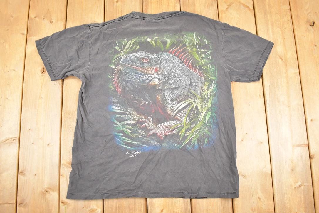 Vintage 1990s St Thomas Iguana FAB Souvenir Travel T-Shirt Men's M