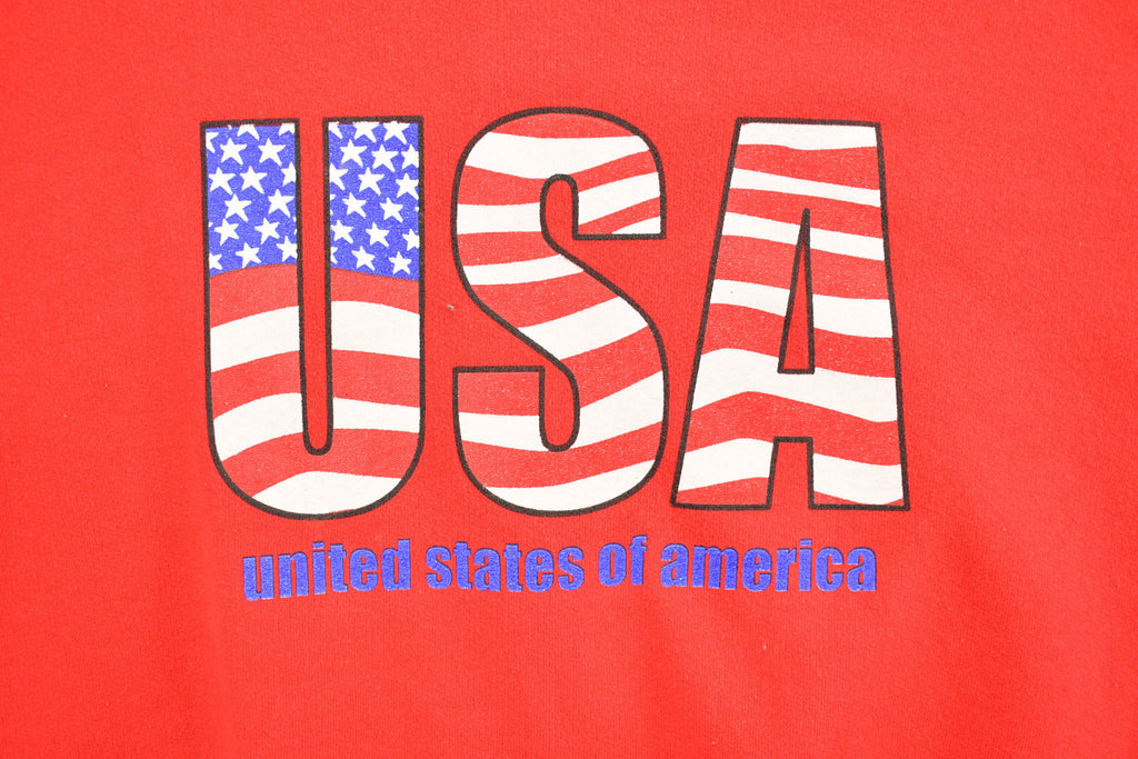 Vintage 1990s USA Flag Spell Out Crewneck Sweatshirt