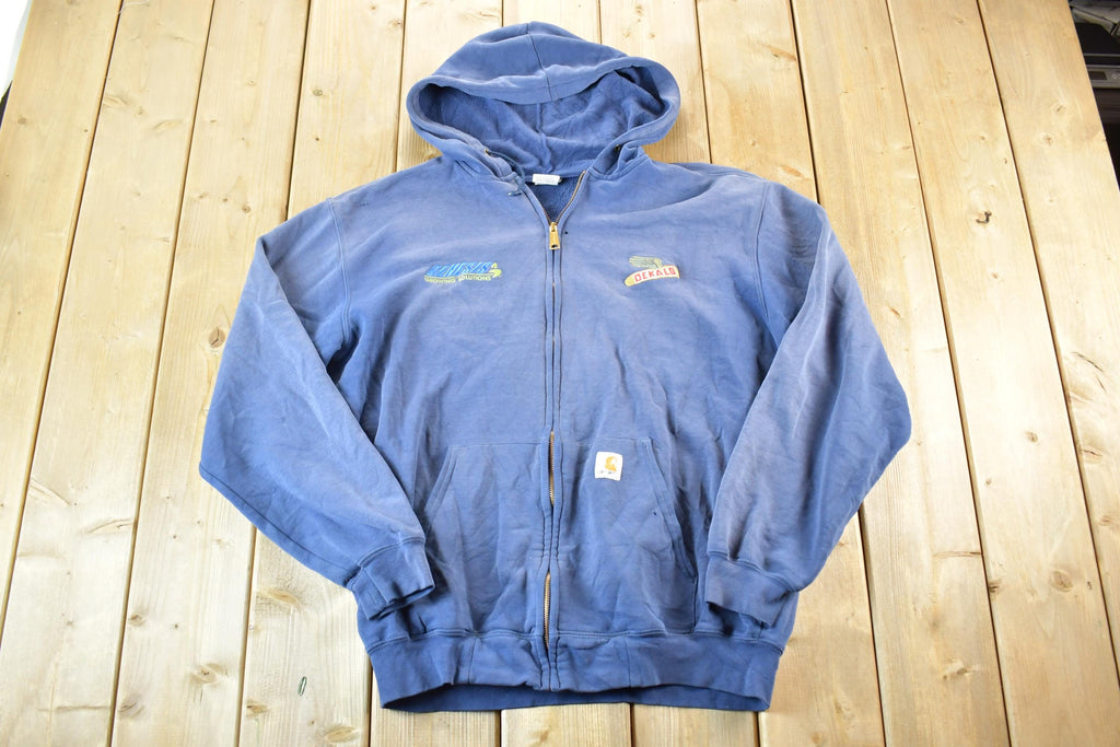 Vintage Distressed Carhartt Full Zip Fleece Lined Hoodie Sweatshirt