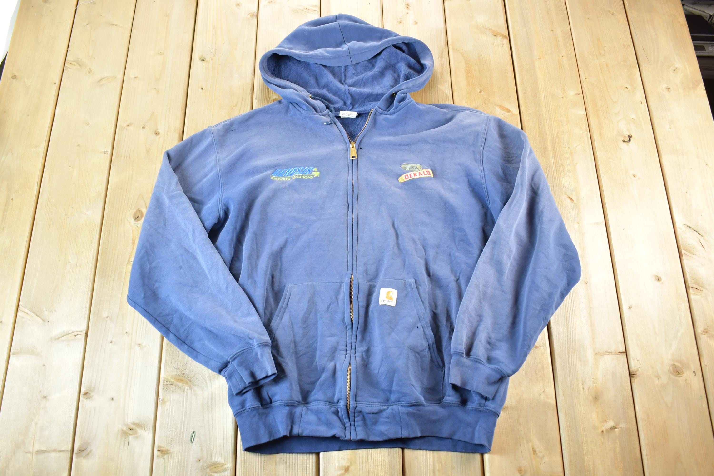 Vintage Distressed Carhartt Full Zip Fleece Lined Hoodie Sweatshirt