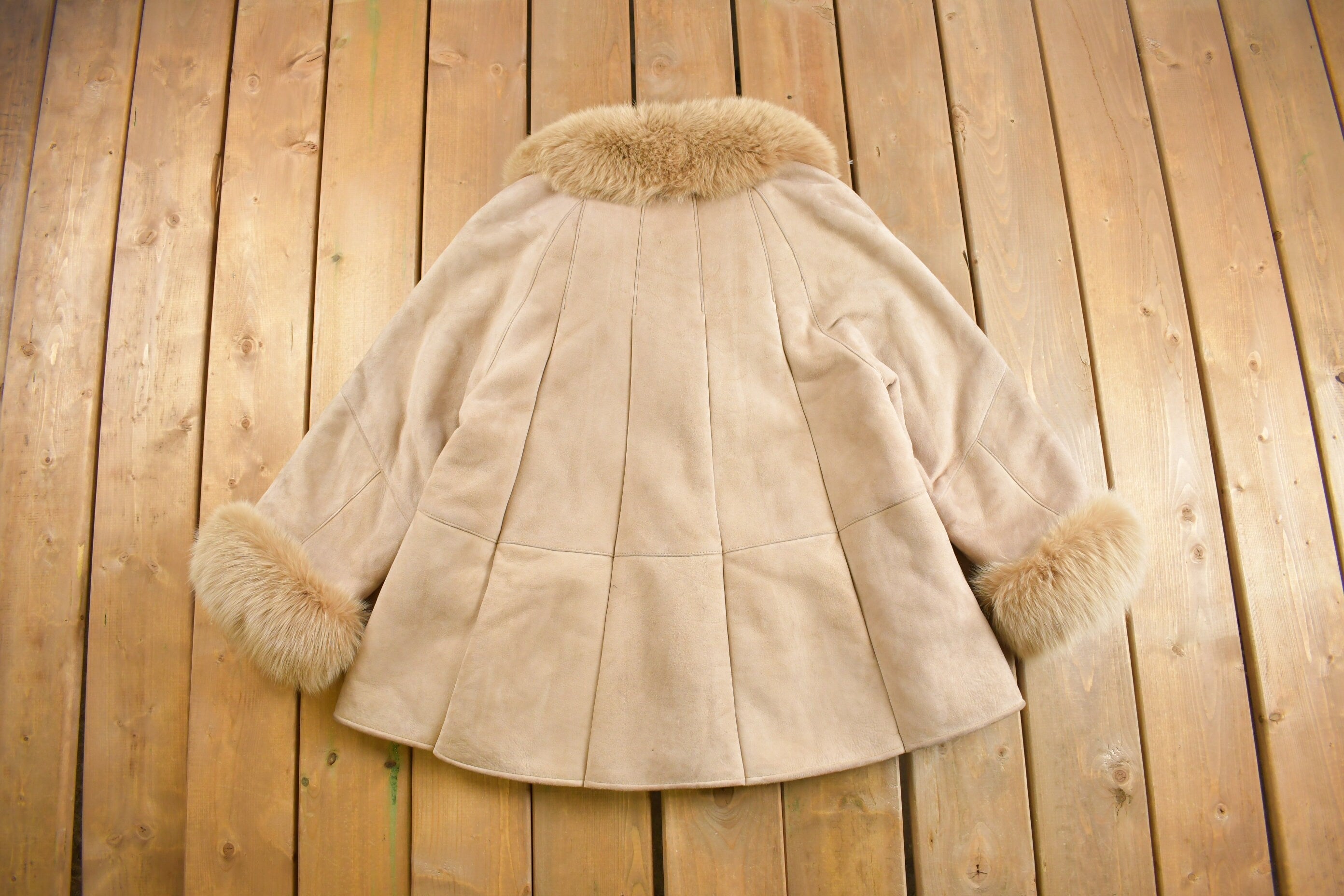 Vintage 1980s Ovis Shearling Suede Leather Coat