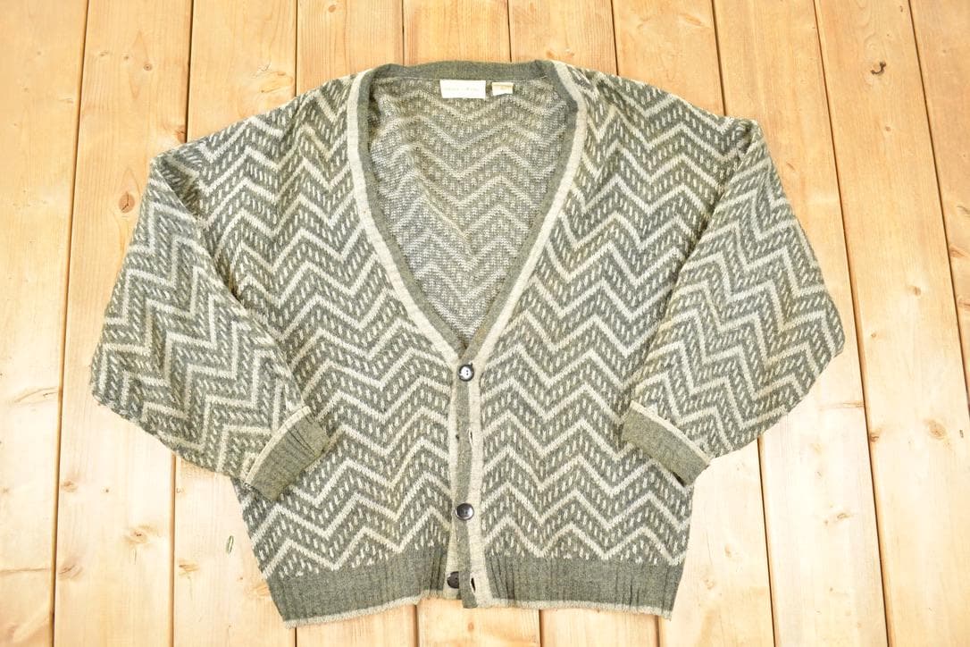 Vintage 1990s Potomac Connection Abstract Knit Cardigan Sweater Mens L