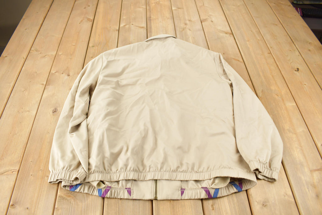 Vintage 1990s Alfred Dunner Womens Embroidered Floral Diamonds Full Zip Collared Light Jacket
