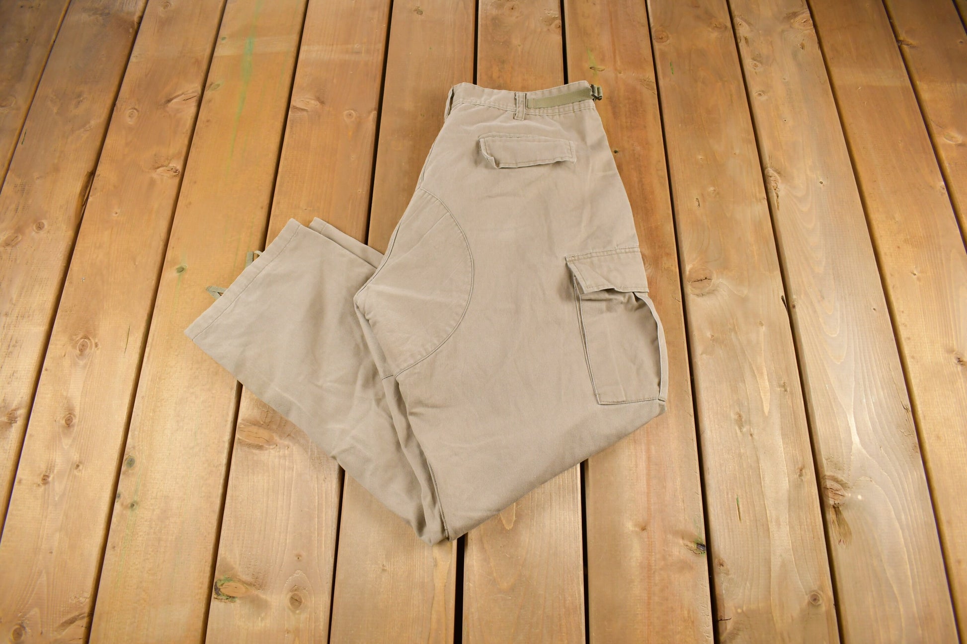 Vintage 1990s Military Style Beige Cargo Pants Size 36 x 30