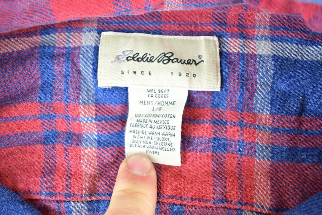 Vintage 1990s Eddie Bauer Plaid Button Up Shirt Mens L