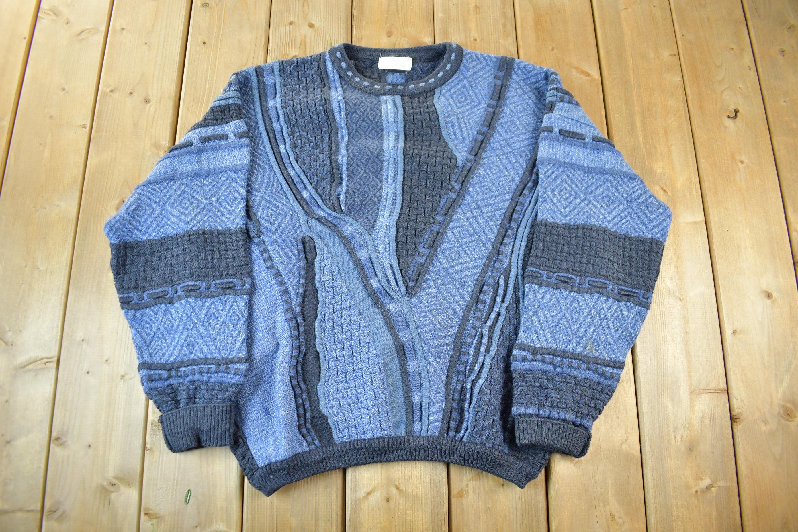 Vintage 1990s Slana 3D Cable Knit Crewneck Sweater Men's Large