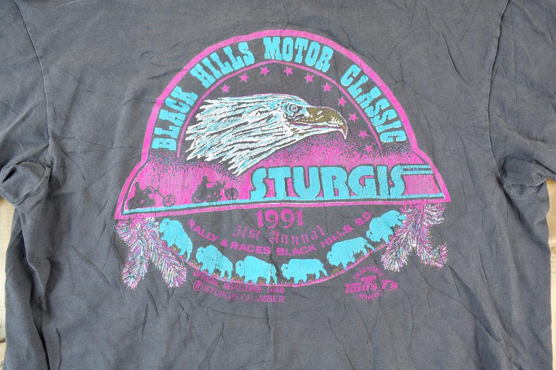 Vintage 1991 Black Hills Sturgis Motorcycle Single Stitch T-Shirt