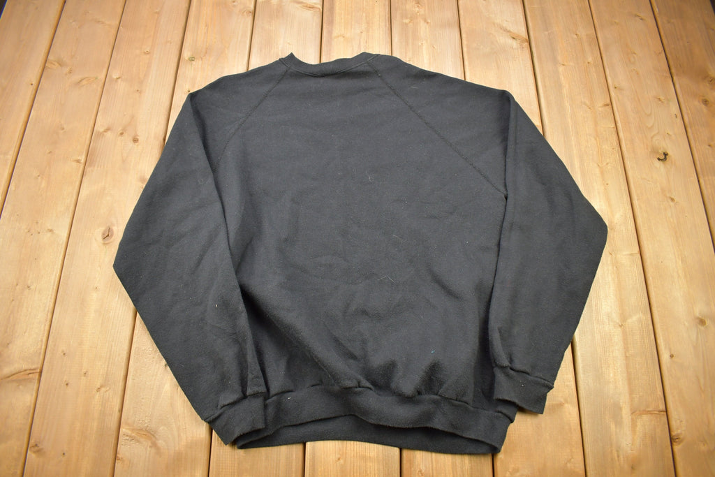 Vintage 1980s Tultex Black Blank Raglan Crewneck Sweatshirt