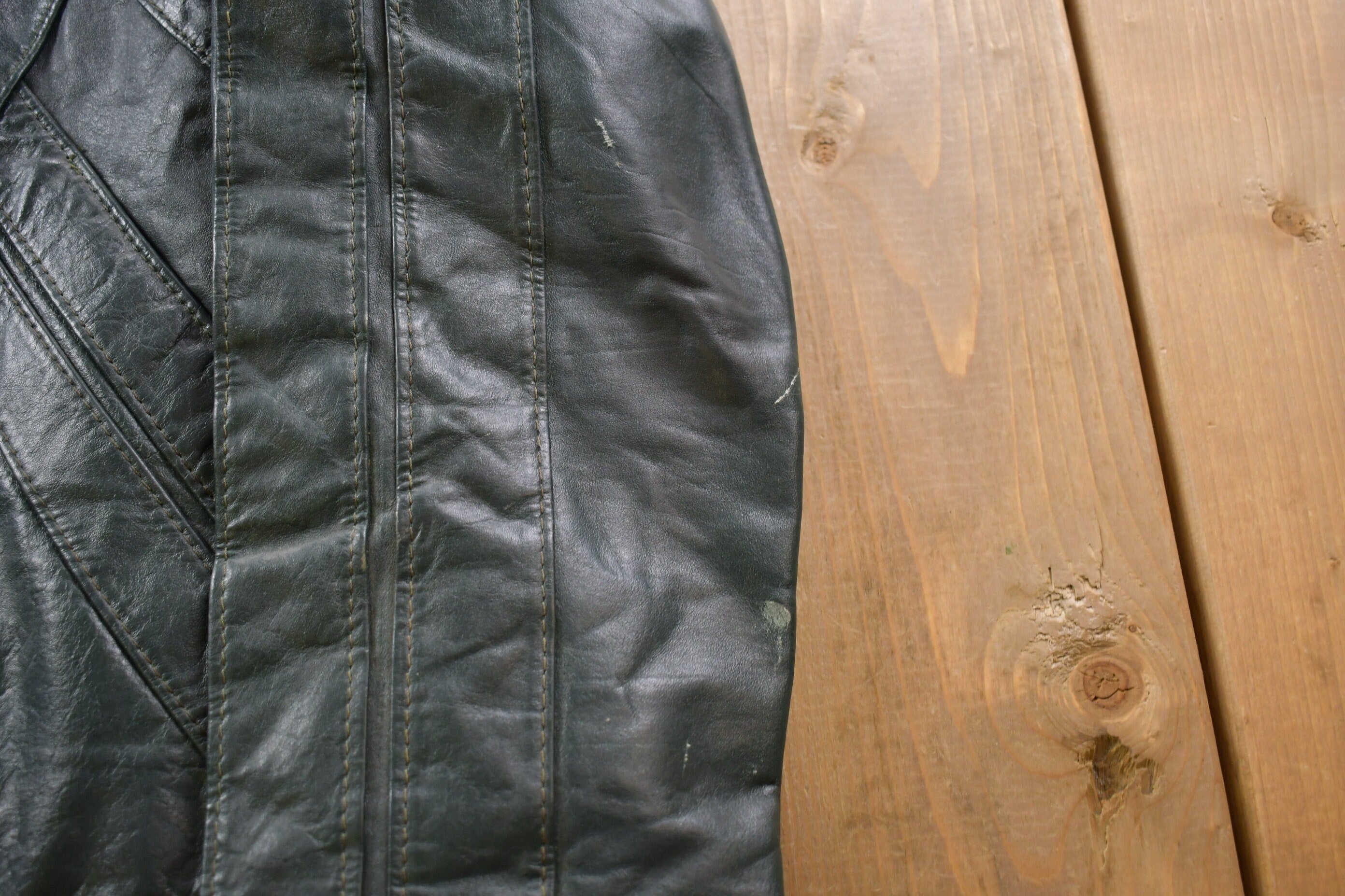 Vintage 1990s Genuine Leather Dark Green Jacket