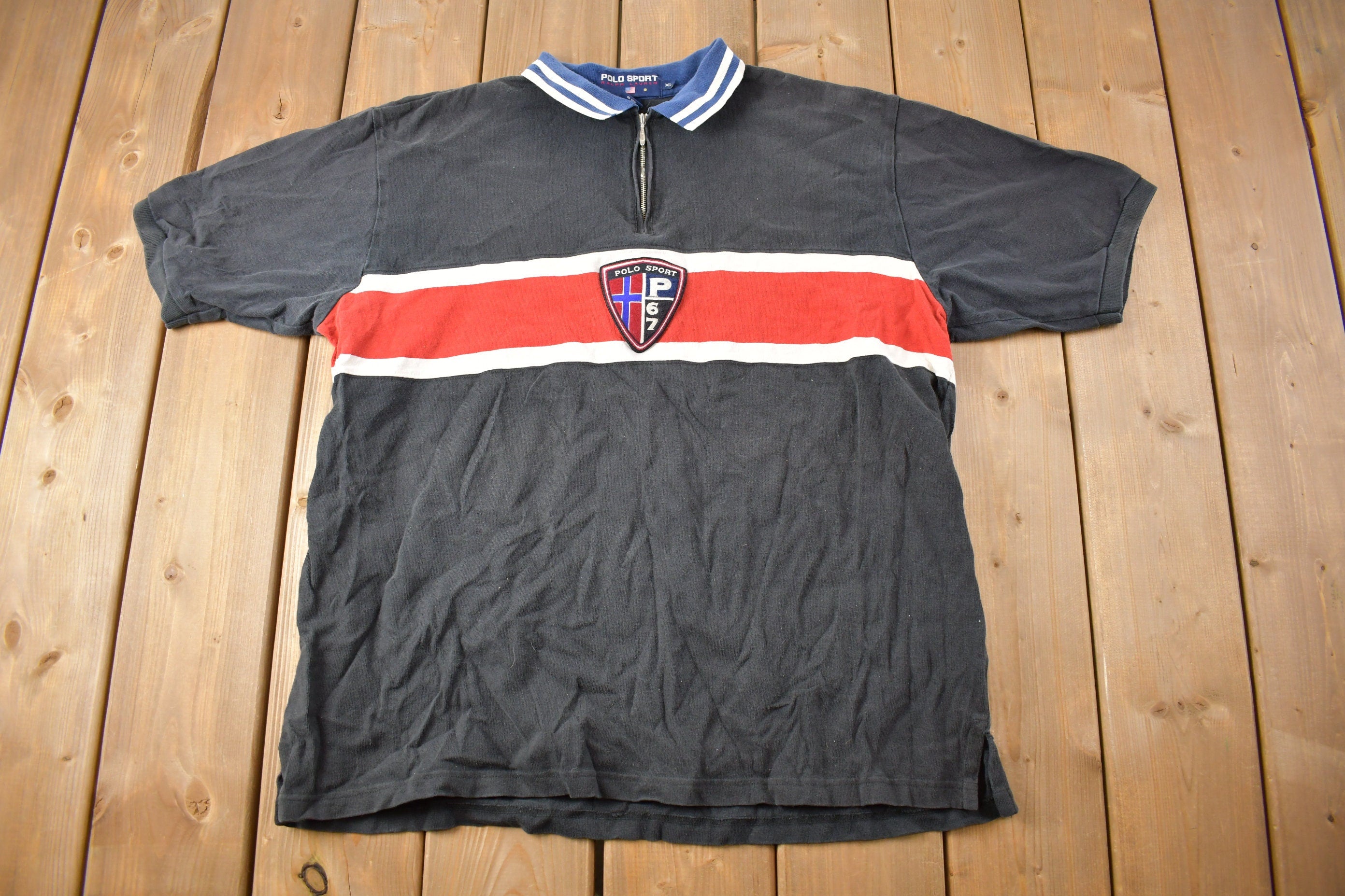 Vintage 1990s Polo Sport Quarter Zip Short Sleeve Sweatshirt