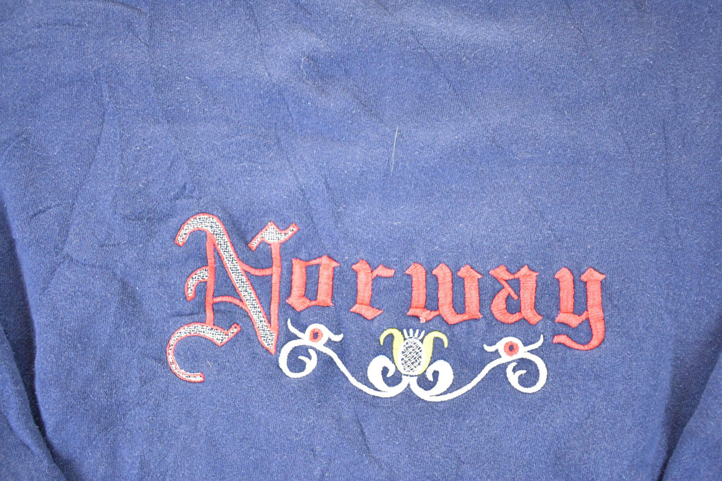 Vintage 1990s Norway Embroidered Crewneck Sweatshirt Men's M