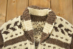 Vintage 1980s Heavy Wool Knit Collared Zip Up Sweater Jacket /