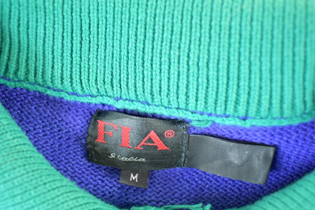 Vintage 1990s America Knit Boat Watching Collared Crewneck Sweater Mens S /