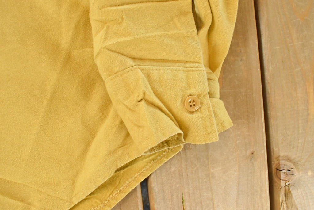 Vintage 1970s Deerkin Cloth Blank Yellow Hunting Button Up Shirt Men's Large