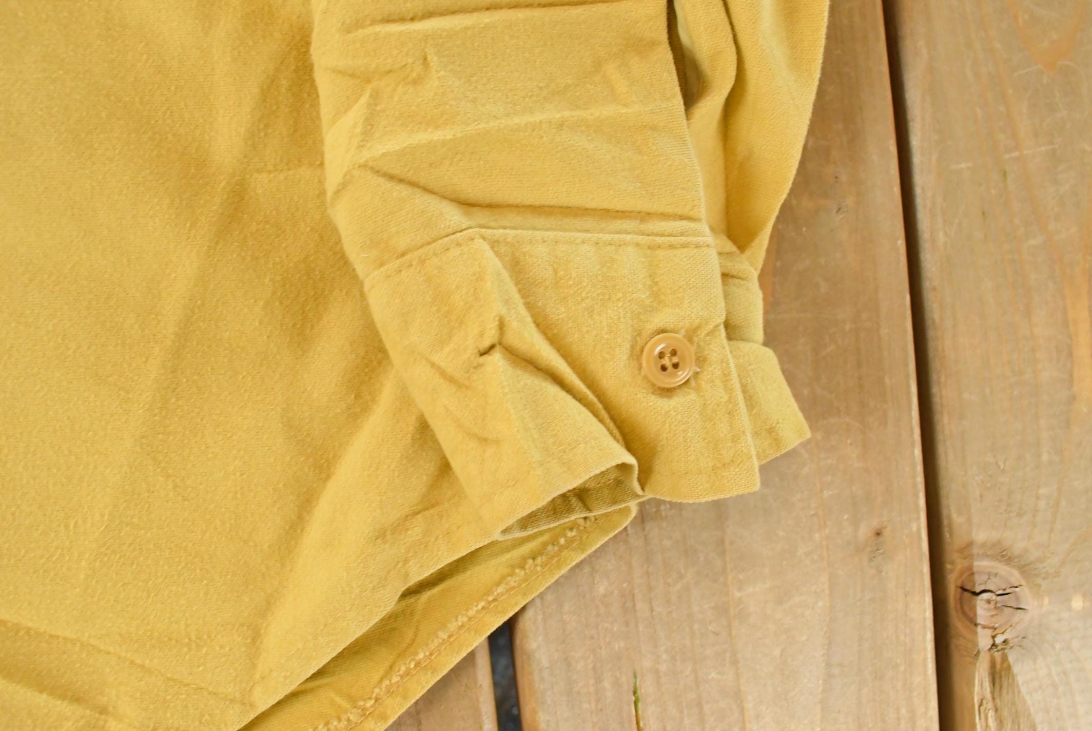 Vintage 1970s Deerkin Cloth Blank Yellow Hunting Button Up Shirt Men's Large /
