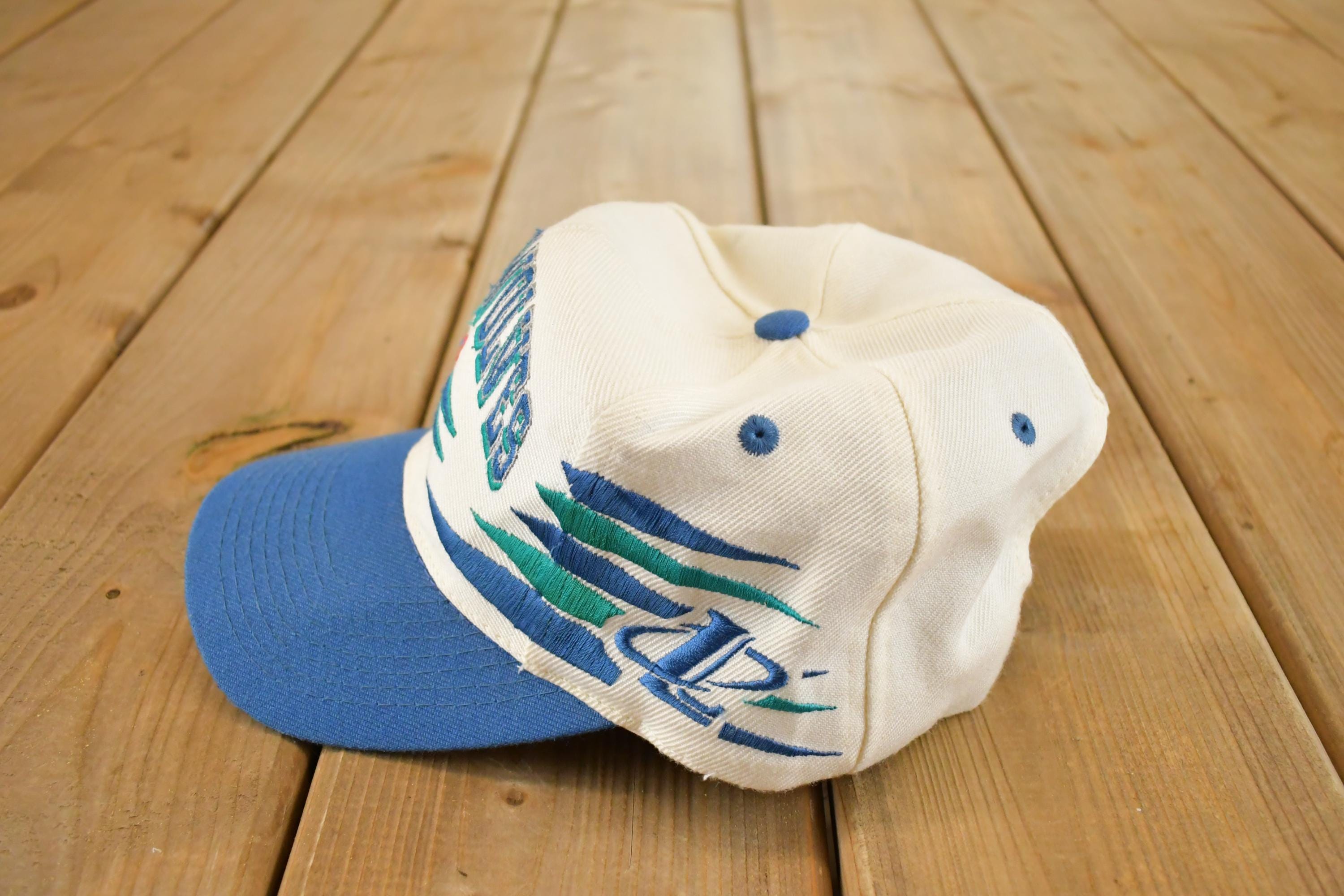 Vintage 1990s Minnesota Timberwolves NBA Diamond Cut Snapback Hat / 90's Logo Athletic Embroidered Basketball Shark Tooth Cap