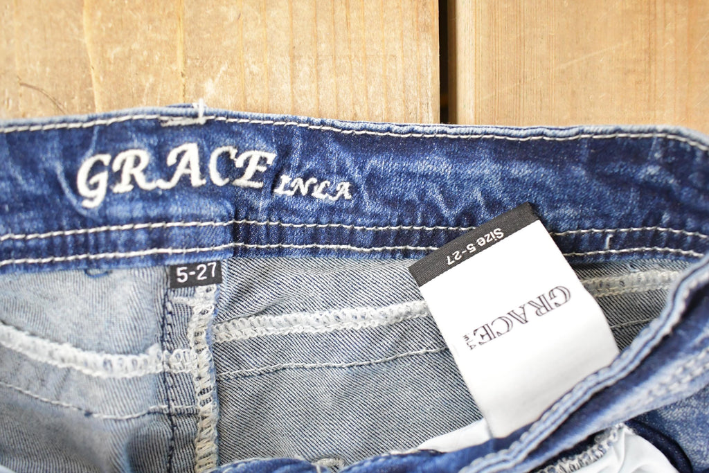 Vintage Deadstock Y2K Grace LA Bedazzled Low Rise Jeans Women's Size 27 x 29
