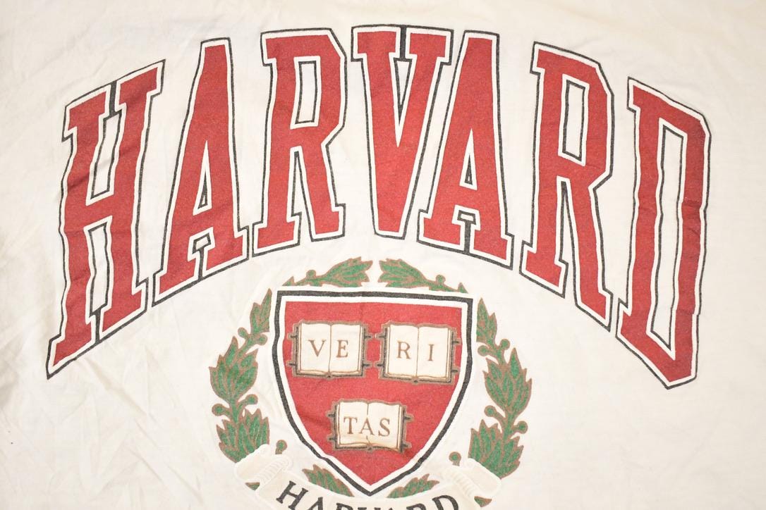 Vintage 1990s Harvard Veritas Collegiate T-Shirt Women's XL Cropped