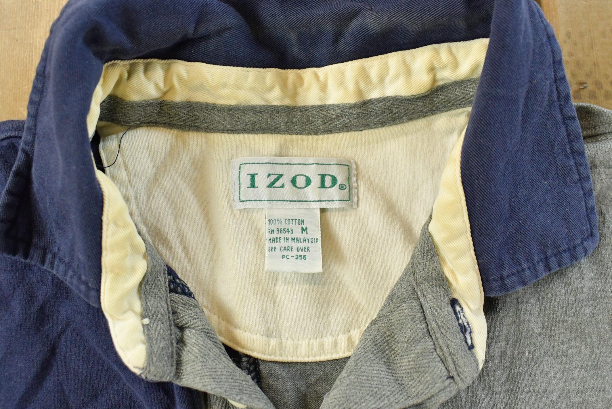 Vintage 1990s Izod Rugby Button Up Shirt Men's M  90s Color Blocked  Preppy Button Up