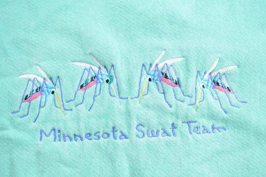 Vintage 1990s Minnesota Swat Team Mosquito Theme Crewneck Sweatshirt